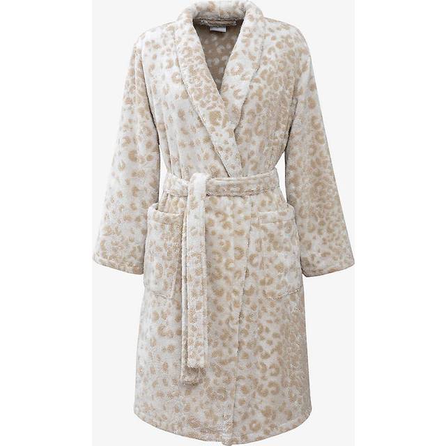 Yves Delorme Womens Beige Tioman Leopard-print Organic-cotton Bathrobe L - BEIGE
