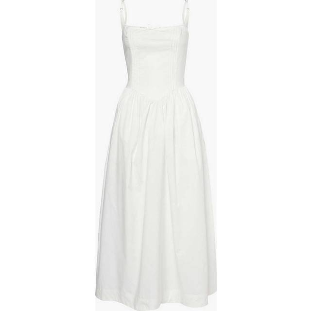 Rixo Womens Ivory X Ciao Lucia Neroni Bow-embellished Organic-cotton Midi Dress 12 - IVORY