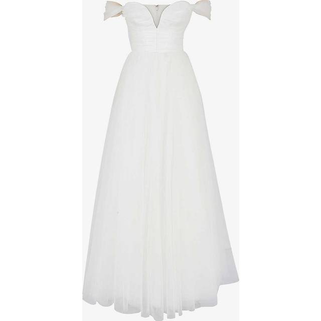 House of Cb Womens White Fairytale Off-the-shoulder Tulle Bridal Gown 14/16 - WHITE