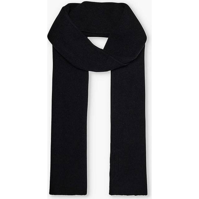 Rick Owens Mens Black Ribbed Virgin-wool Scarf 1size - BLACK