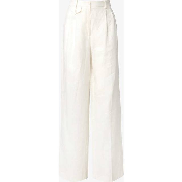 MALINA Mya Double Pleat Wide Linen Pants |Vit |XL