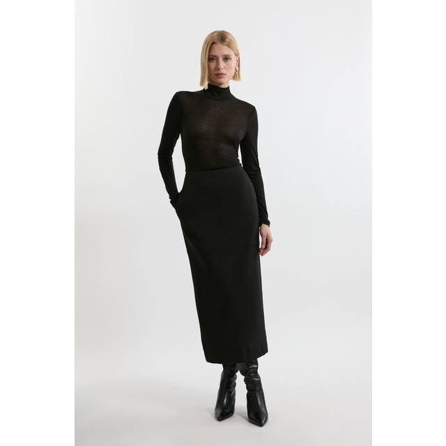 Compact Stretch Essential Tailored Maxi Skirt - Black