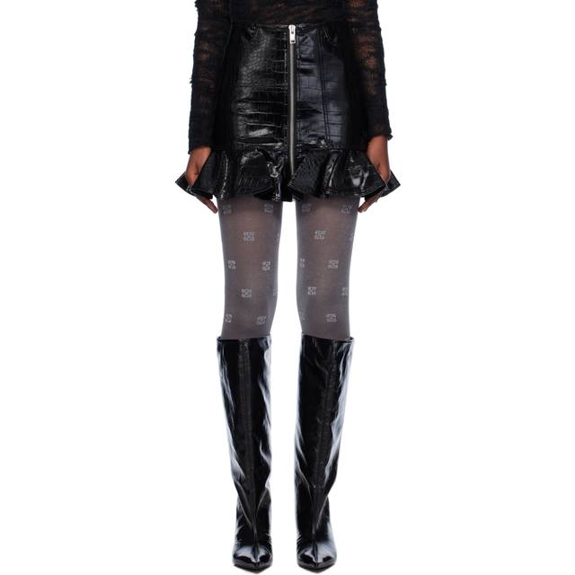 GANNI Black Future Coated Faux-Leather Miniskirt - 099 Black - DK 32