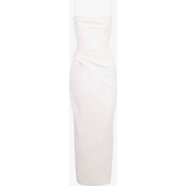 House of Cb Womens Ivory Margaux Draped-front Satin Wedding Dress L - IVORY