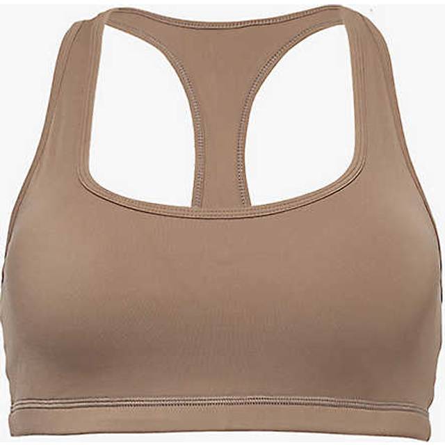 Adanola Womens Cocoa Brown Ultimate Racerback Stretch-jersey Bra S - COCOA BROWN