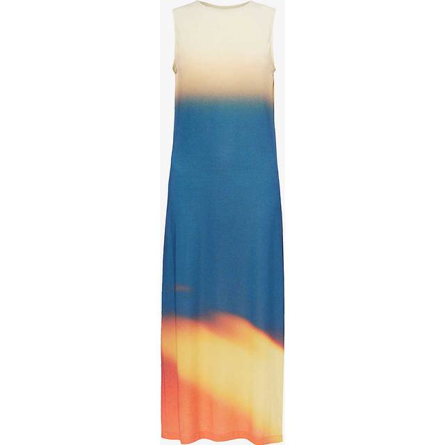 Issey Miyake Womens Terracotta Hued Light Leak Gradient-pattern Jersey Maxi Dress 3