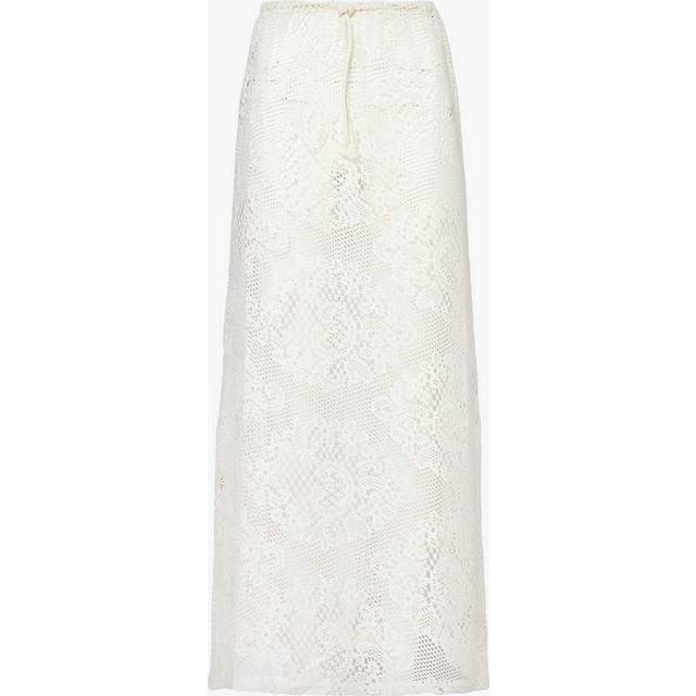 4th & Reckless Womens Off White Rose Crochet-pattern Knitted Maxi Skirt 8 - OFF WHITE