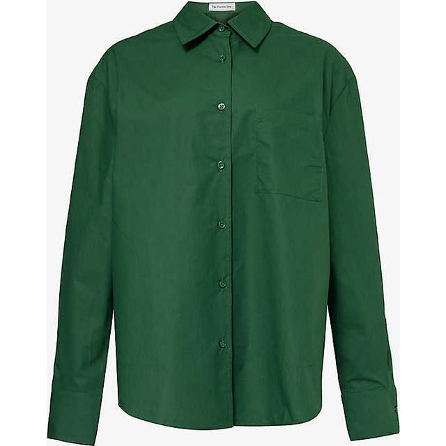 The Frankie Shop Womens Hunter Green Lui Relaxed-fit Cotton-poplin Shirt Xs - HUNTER GREEN