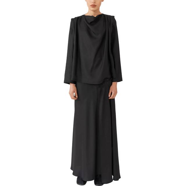 Lovechild 1979 Vega Drape Neck Pure Silk Blouse, Black