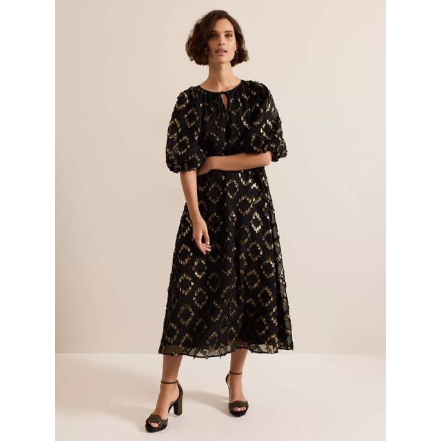 Phase Eight Bella Metallic Dress, Black