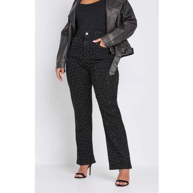 Limited Collection Curve Black Stretch Studded Jeans, Women's Curve & Plus Size, Limited Collection - 26