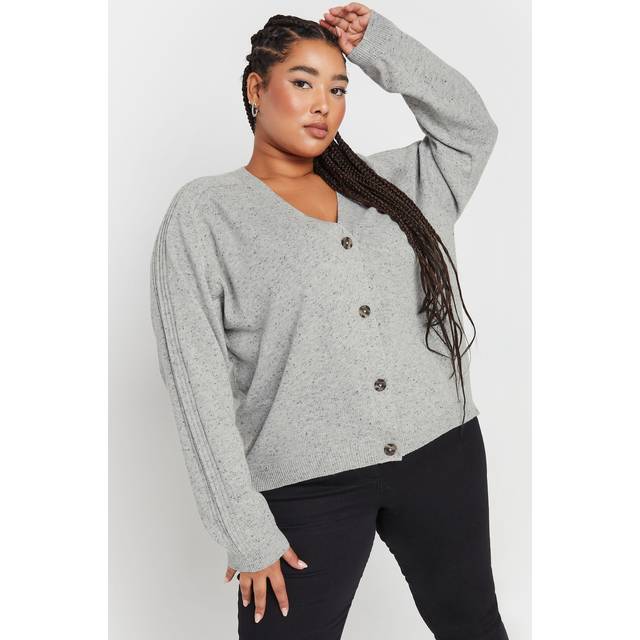 Yours Plus Size Grey Speckled Button Through Cardigan Size 14-16