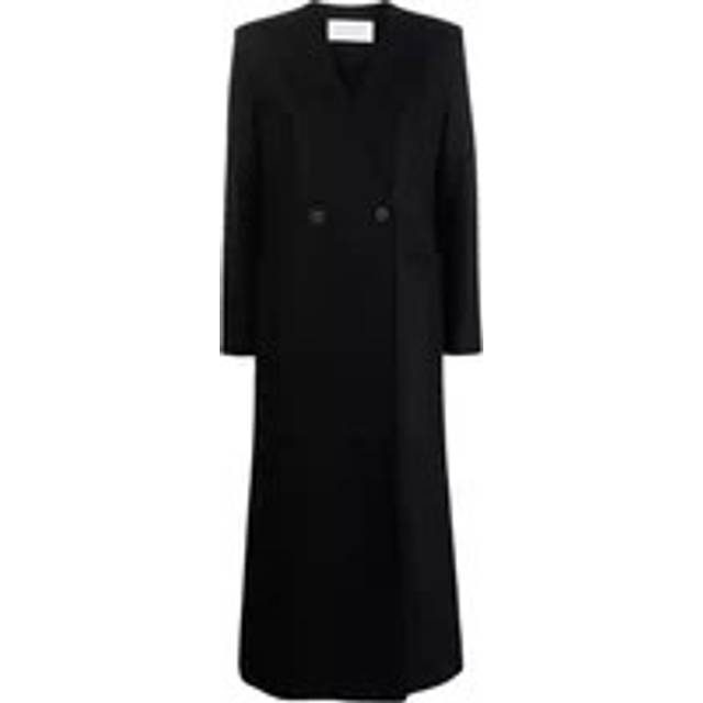 Harris Wharf London, Double-Breasted Coats, female, Black, XS, Black Wool Coat Double-Breasted Buttons