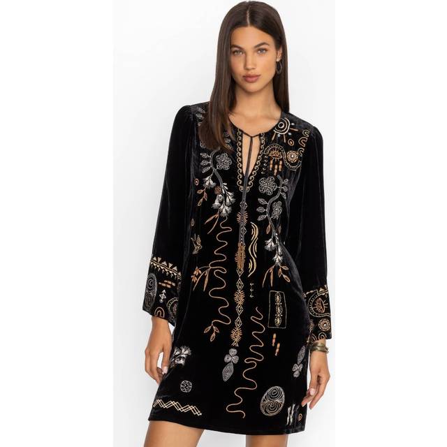 Johnny Was Kimono Sleeve Relaxed Silk-Blend Shift Dress