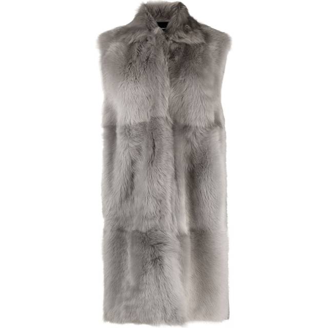 Fabiana Filippi - sleeveless faux-fur coat - women - Sheep Skin/Shearling/Wool/Silk/Cashmere/Alpaca/Polyester - 38 - Grey