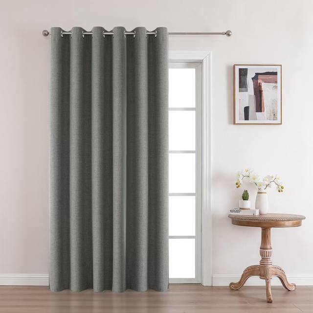 Joydeco Blackout Room Divider Curtains  Grey Extra Wide Sliding Door Curtains Living Room Curtains  1 Panel 70x96 Inch Patio Door Curtains for Room Pr