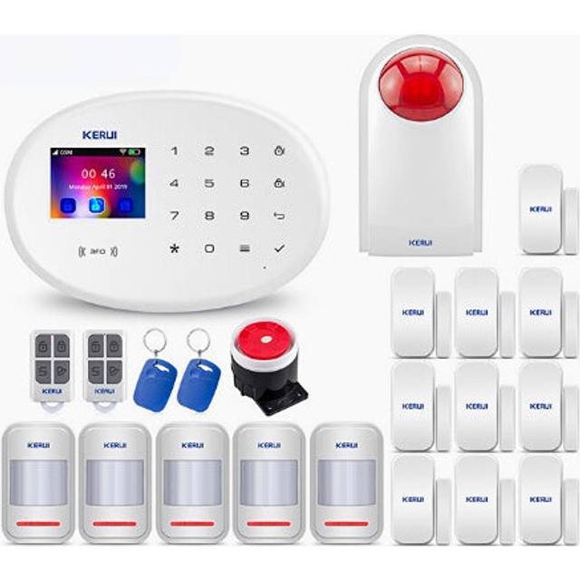 (Backup battery power off reminder) WIFI GSM Smart Home Security Alarm System with 2.4 Inch TFT Touch Panel APP Control Wireless Sensor Burglar Smoke