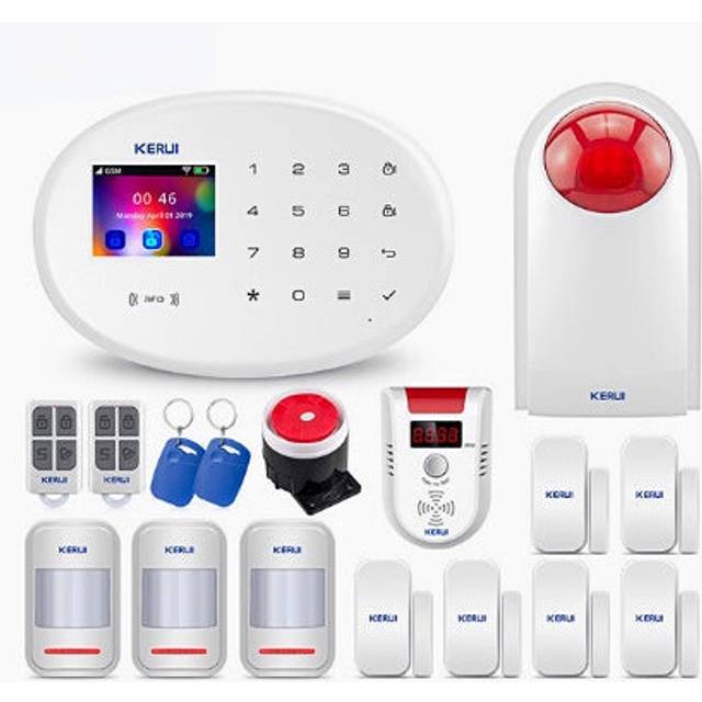 (scheduled Arm/Disarm 8 groups) WIFI GSM Smart Home Security Alarm System with 2.4 Inch TFT Touch Panel APP Control Wireless Sensor Burglar Smoke Dete