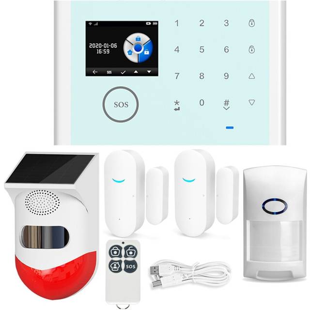 WIFI GSM Wireless Smart Solar Alarm System Door Home Security SIM Card EN RU ES PL DE Switchable Remote Control