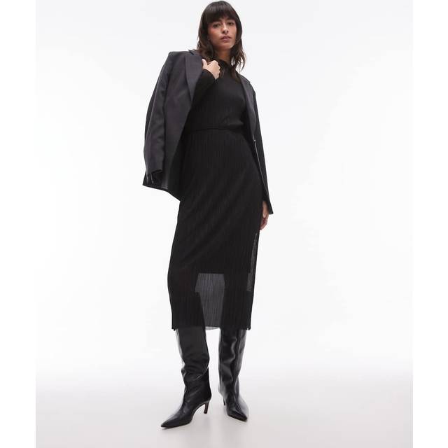 & Other Stories – Svart, plisserad midiklänning i mesh-Svart/a