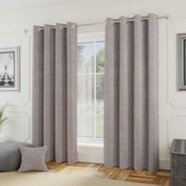 Enhanced Living 66x72" Grey Eyelet Royale Boucle Curtains, Pair of Room Darkening, Thermal, Noise Reducing Curtains for Bedroom and Living Room (168x183cm), Grey