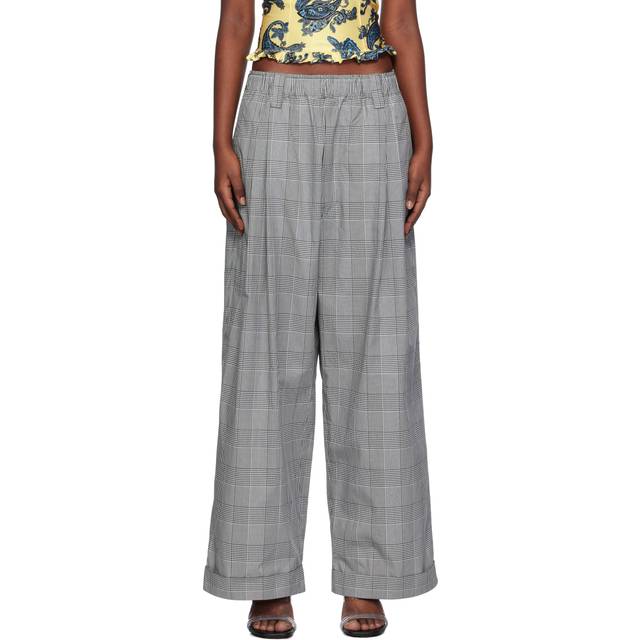 Meryll Rogge Gray Drawstring Chino Trousers - Black/White - M