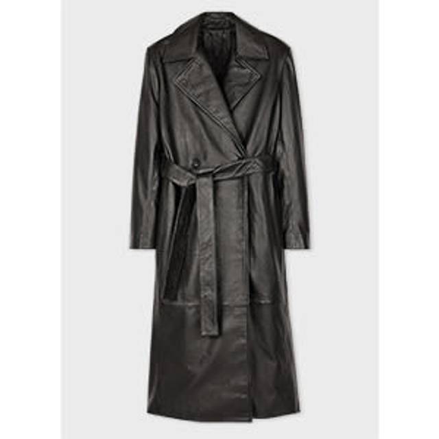 Paul Smith Women's Black Leather Trench Coat - 42