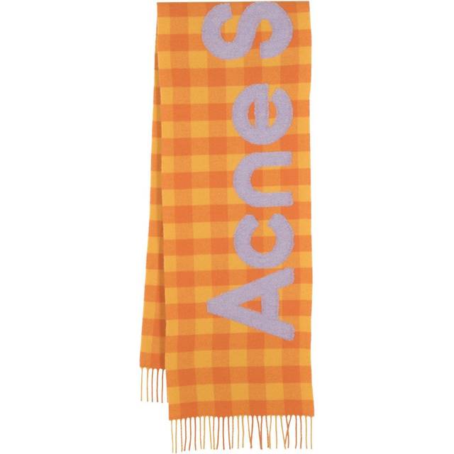 Acne Studios - check-pattern wool scarf - men - Nylon/Wool - One Size - Orange