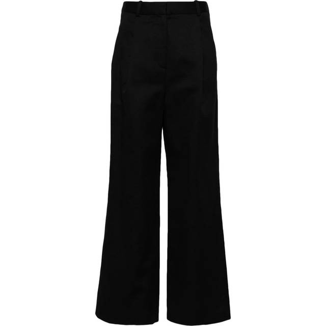 LouLou de Saison - Idai high-waisted twill-weave palazzo pants - women - Viscose/Linen/Flax/Cotton - XS - Black