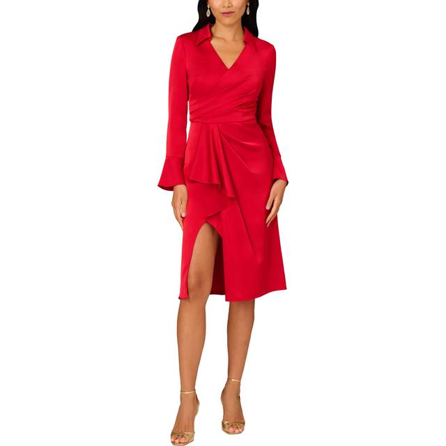 Aidan Mattox by Adrianna Papell Crepe Back Satin Dress, Red