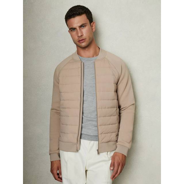 Rochdale Hybrid Quilted Bomber Jacket - BISCUIT BROWN - Beginning with men's tailoring in 1970's London, Reiss' design philosophy has endured for over five decades, maintaining the distinctive tailoring, sharp cuts, and contemporary prints it has become famous for to create investment pieces destined to stay in your wardrobe for seasons to come.