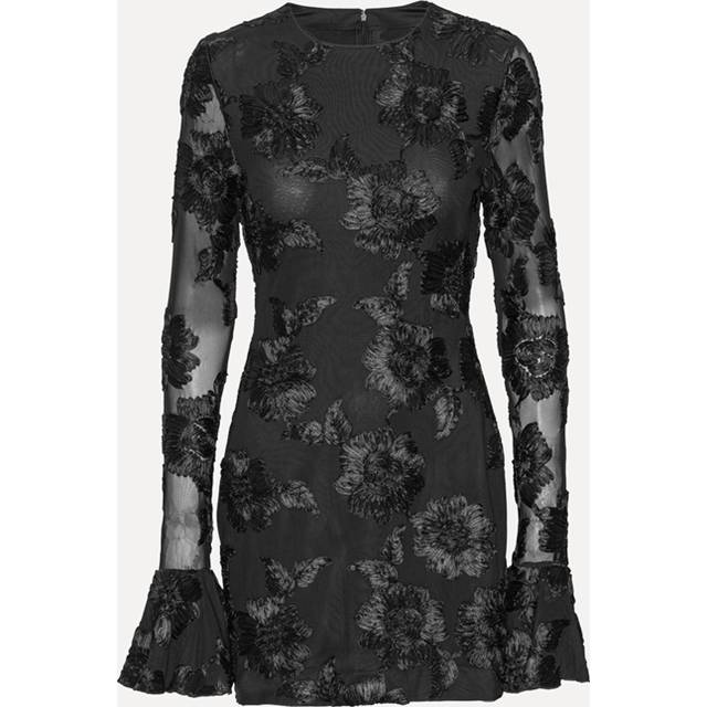 Flower Embellished Mesh Mini Dress - Black Comb - Scandi label ROTATE Birger Christensen is all about making a statement, especially at a party. From its flowing dresses to casual staples, influencers and stylists Jeanette Madsen and Thora Valdimarsdottir incorporate exaggerated power shoulders and bold patterns into the label’s designs to achieve its effortlessly cool aesthetic.