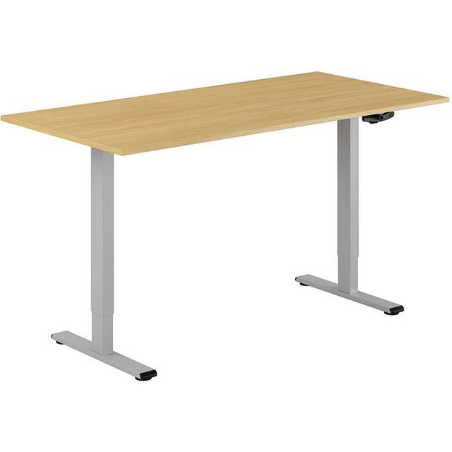 Höj och sänkbart skrivbord, vev, grått stativ, ek bordsskiva 160x80cm