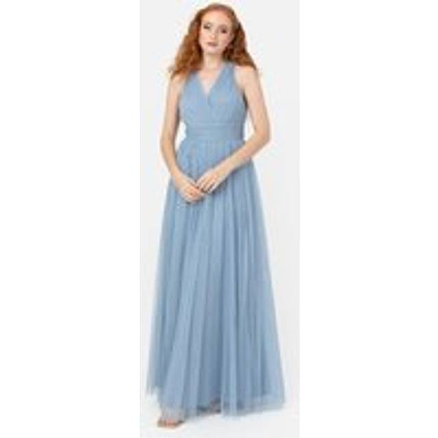 Anaya With Love Wrap Front Tulle Maxi Dress, Soft Blue