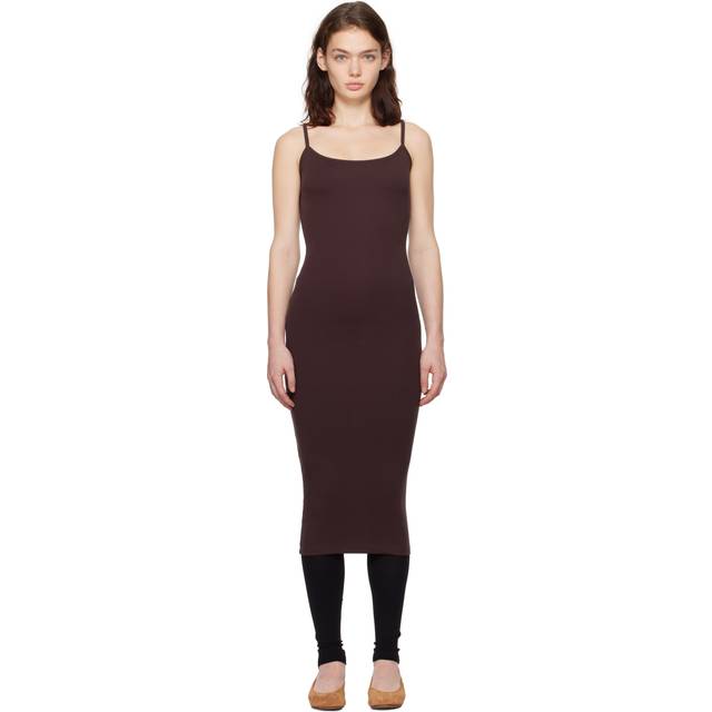 FLORE FLORE Brown Bibi Midi Dress - Choco Plum - XL