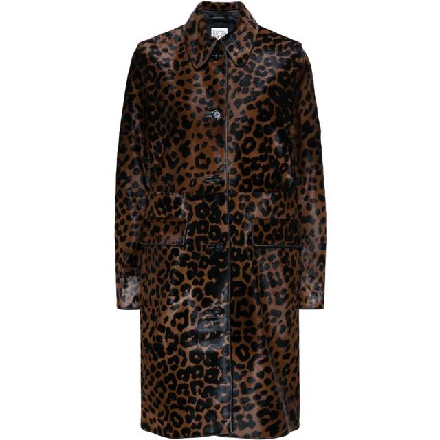 TOTEME - leopard-print single-breasted coat - women - Calf Leather/Viscose - 38 - Brown