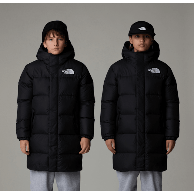 THE NORTH FACE Nuptse Long Parka Padded Shell Down Coat Juniors - Black