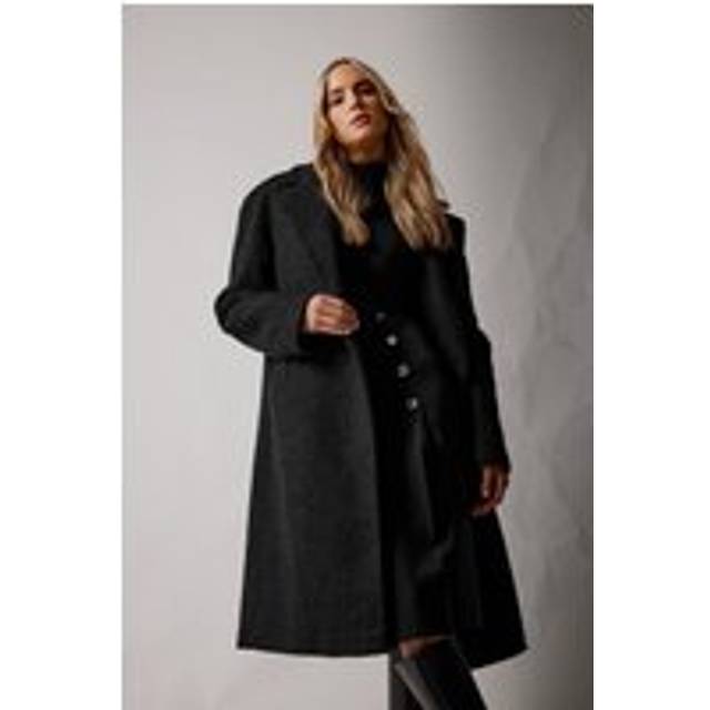 Lts Tall Black Boucle Wrap Midi Coat 10 Lts | Tall Women's Midi Coats
