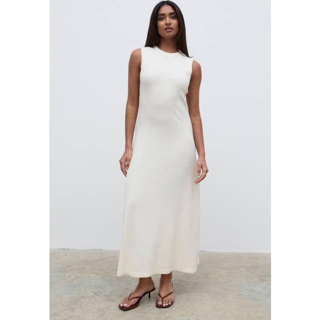 Portia Shift Knit Midaxi Dress - Cream, S
