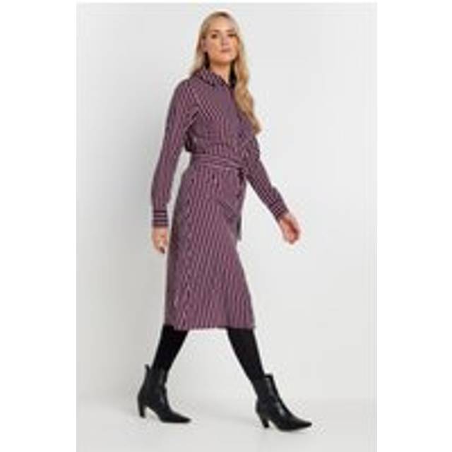 Lts Tall Burgundy Red Striped Long Sleeve Shirt Dress 24 Lts | Tall Women's Shirt Dresses