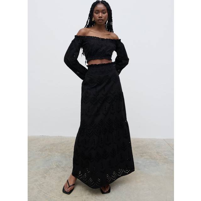 Lilla Broderie Maxi Skirt - Black, 6