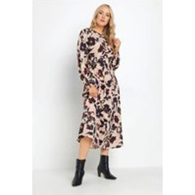 Lts Tall Coral Pink Floral Print Tea Dress 16 Lts | Tall Women's Floral Dresses