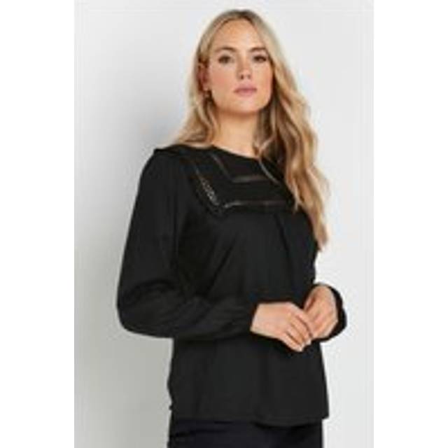 Lts Tall Black Woven Frill Blouse 18 Lts | Tall Women's Shirts & Blouses