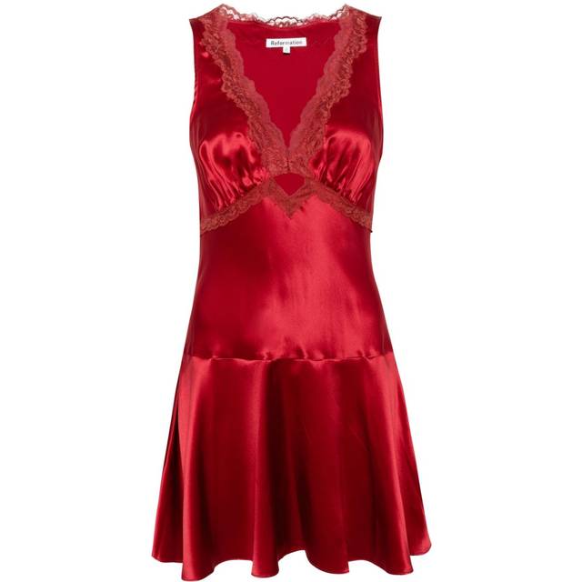 Reformation - Belva silk-satin mini dress - women - Silk - 8 - Red