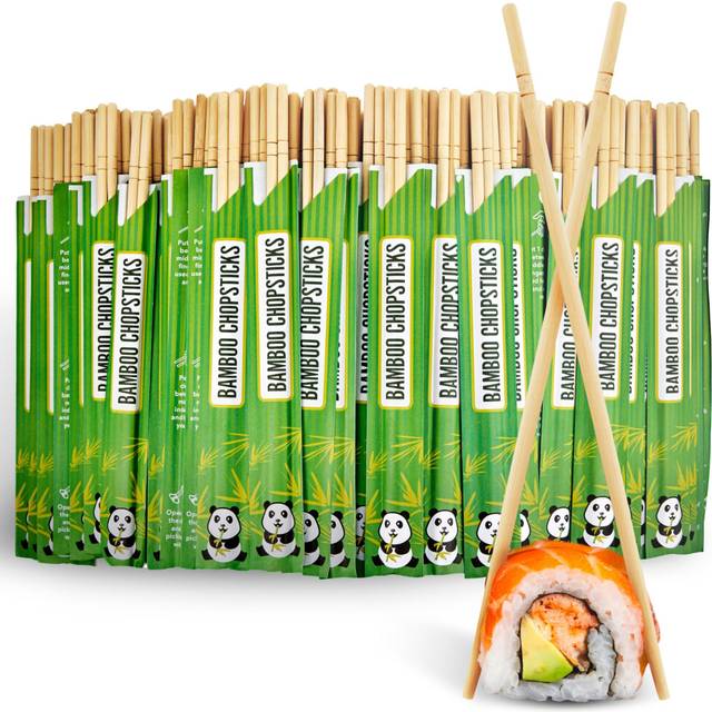 Disposable Chopsticks (100 Pack) - Wooden Chopsticks - Bamboo Chopsticks - Chopsticks Pack Utensils - Separated & Wrapped - Chopsticks for Chinese Foo