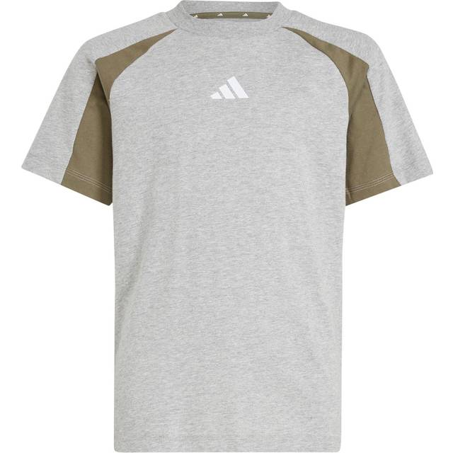 adidas Sportswear Junior Boys Seasonal Essentials Colorblock T-Shirt - Grey, Grey, Size 15-16 Years - 15-16 YEARS
