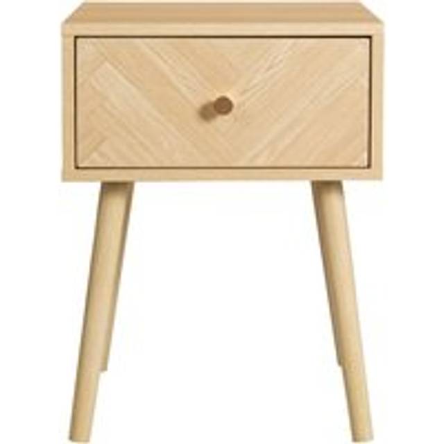 Herringford - 1 Drawer Bedside Table - Oak &#x2013; Wooden &#x2013; Happy Beds