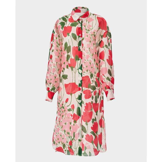 Womens Plus Marble Print Wrap Shirt Dress - Pink - 16