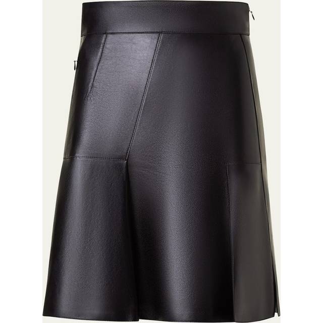 Asymmetric Lacquer Nappa Leather Mini Skirt - BLACK - 4