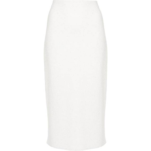 Fabiana Filippi - sequin-embellished pencil skirt - women - Polyester/Linen/Flax/Cotton - 46 - White